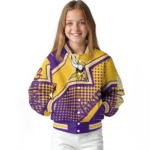 personalized minnesota vikings star burst purple varsity jacket best selling