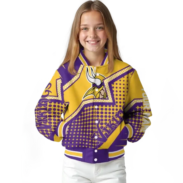 personalized minnesota vikings star burst purple varsity jacket top rated