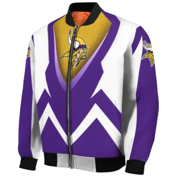 personalized minnesota vikings v stripes purple white bomber jacket best selling