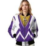 personalized minnesota vikings v stripes purple white bomber jacket best selling