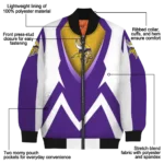 personalized minnesota vikings v stripes purple white bomber jacket best selling
