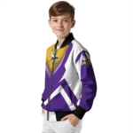 personalized minnesota vikings v stripes purple white bomber jacket best selling