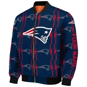 personalized new england patriots bolt stripe blue bomber jacket best selling