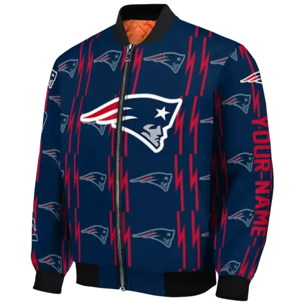 personalized new england patriots bolt stripe blue bomber jacket best selling