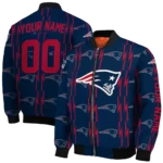 personalized new england patriots bolt stripe blue bomber jacket best selling
