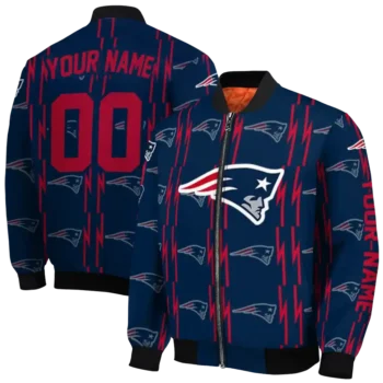 personalized new england patriots bolt stripe blue bomber jacket fashion forward