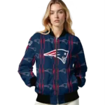 personalized new england patriots bolt stripe blue bomber jacket best selling