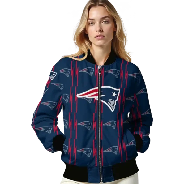 personalized new england patriots bolt stripe blue bomber jacket latest model