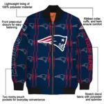 personalized new england patriots bolt stripe blue bomber jacket best selling
