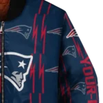 personalized new england patriots bolt stripe blue bomber jacket best selling