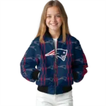 personalized new england patriots bolt stripe blue bomber jacket best selling