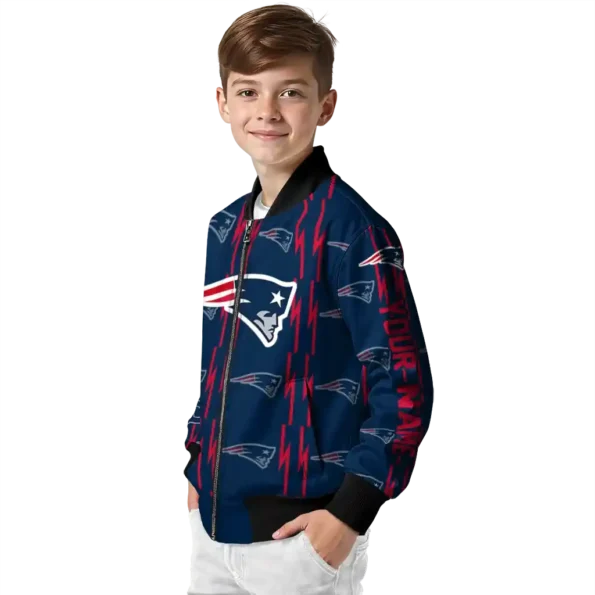 personalized new england patriots bolt stripe blue bomber jacket trendy