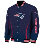 personalized new england patriots chevron arrow blue varsity jacket best selling