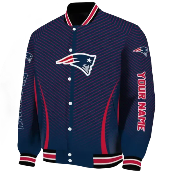 personalized new england patriots chevron arrow blue varsity jacket best selling