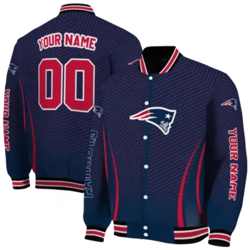 personalized new england patriots chevron arrow blue varsity jacket fashion forward