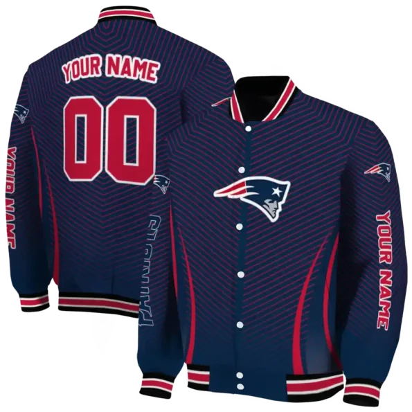 personalized new england patriots chevron arrow blue varsity jacket fashion forward