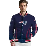 personalized new england patriots chevron arrow blue varsity jacket best selling