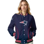 personalized new england patriots chevron arrow blue varsity jacket best selling