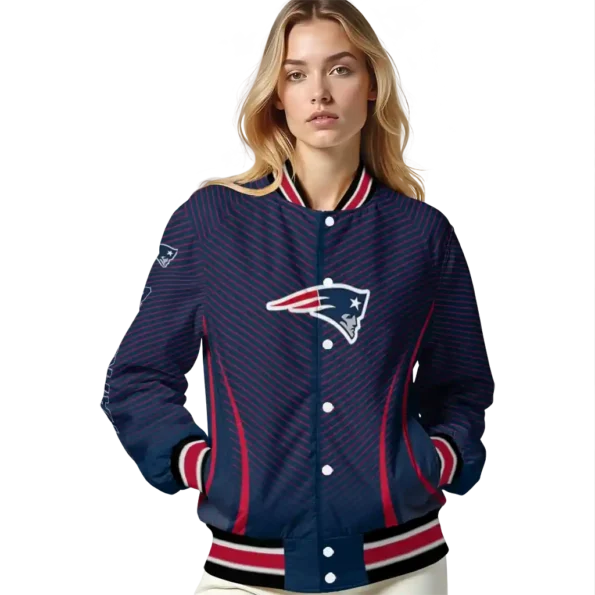 personalized new england patriots chevron arrow blue varsity jacket latest model
