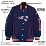 personalized new england patriots chevron arrow blue varsity jacket best selling