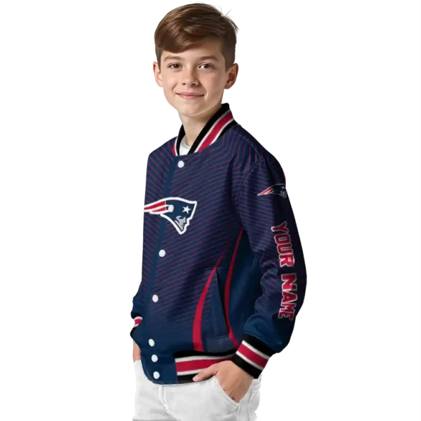 personalized new england patriots chevron arrow blue varsity jacket trendy