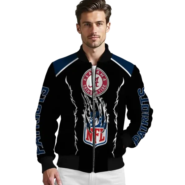 personalized new england patriots claw blood blue black bomber jacket high quality