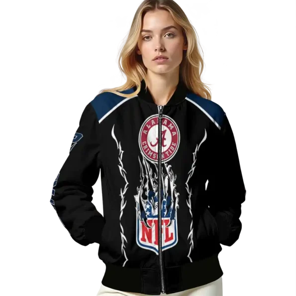 personalized new england patriots claw blood blue black bomber jacket latest model