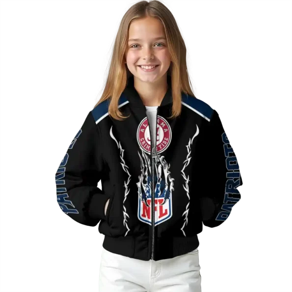 personalized new england patriots claw blood blue black bomber jacket top rated
