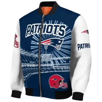 personalized new england patriots ferris arena blue white bomber jacket best selling