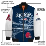 personalized new england patriots ferris arena blue white bomber jacket best selling