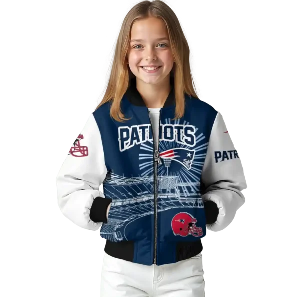 personalized new england patriots ferris arena blue white bomber jacket top rated