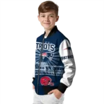 personalized new england patriots ferris arena blue white bomber jacket best selling