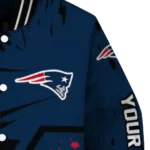 personalized new england patriots hexagon cluster blue black varsity jacket best selling