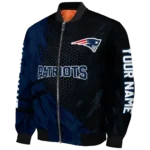 personalized new england patriots hexagon mesh blue black bomber jacket best selling