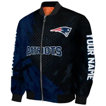 personalized new england patriots hexagon mesh blue black bomber jacket best selling