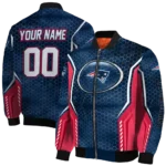 personalized new england patriots power plate blue bomber jacket best selling