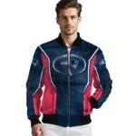 personalized new england patriots power plate blue bomber jacket best selling