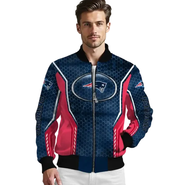 personalized new england patriots power plate blue bomber jacket high quality