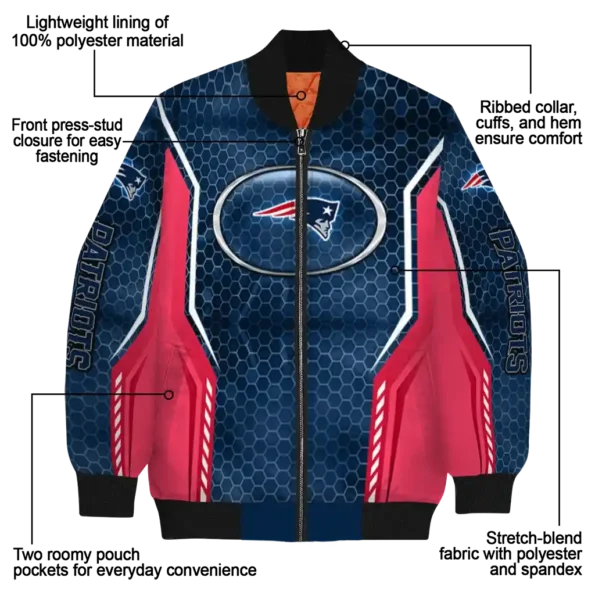 personalized new england patriots power plate blue bomber jacket new arrival