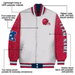 personalized new england patriots speckled arms blue gray varsity jacket best selling