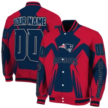 personalized new england patriots spider mark blue red crocs varsity jacket fashion forward