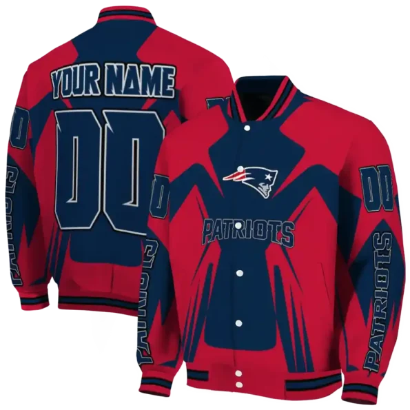 personalized new england patriots spider mark blue red crocs varsity jacket fashion forward