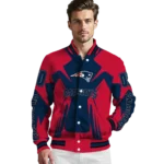 personalized new england patriots spider mark blue red crocs varsity jacket best selling