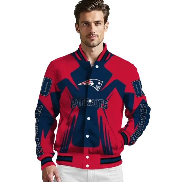 personalized new england patriots spider mark blue red crocs varsity jacket high quality
