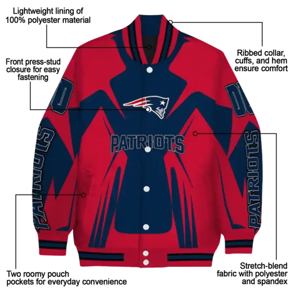 personalized new england patriots spider mark blue red crocs varsity jacket new arrival