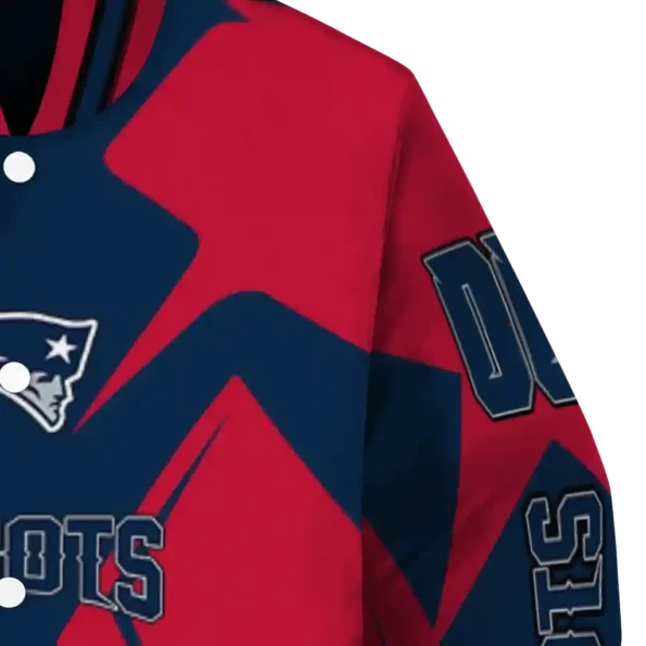 personalized new england patriots spider mark blue red crocs varsity jacket premium grade