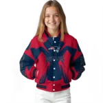 personalized new england patriots spider mark blue red crocs varsity jacket best selling
