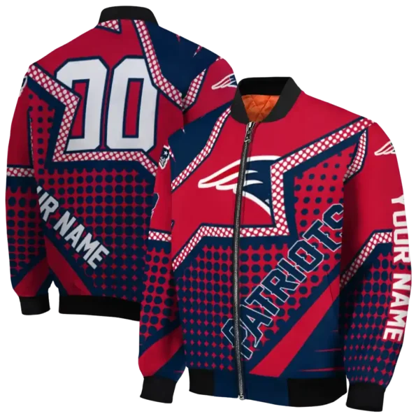 personalized new england patriots star burst blue bomber jacket fashion forward