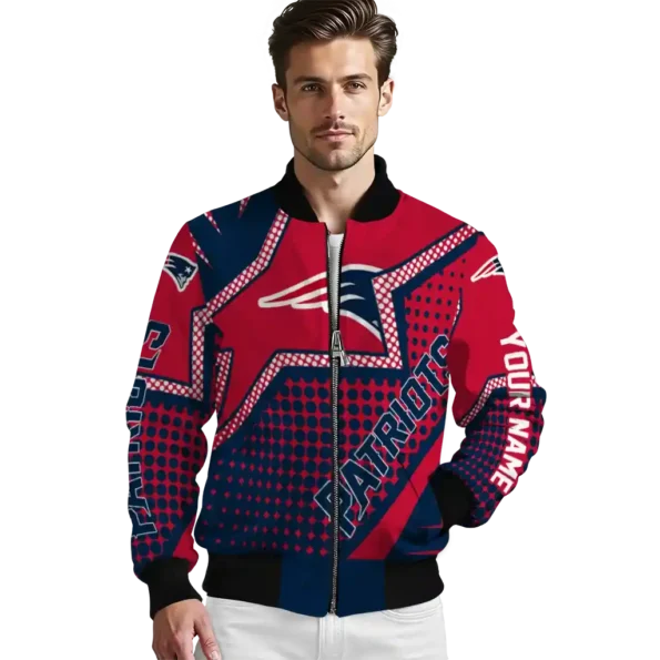 personalized new england patriots star burst blue bomber jacket high quality