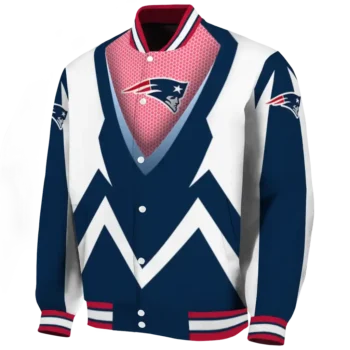 personalized new england patriots v stripes blue white varsity jacket best selling